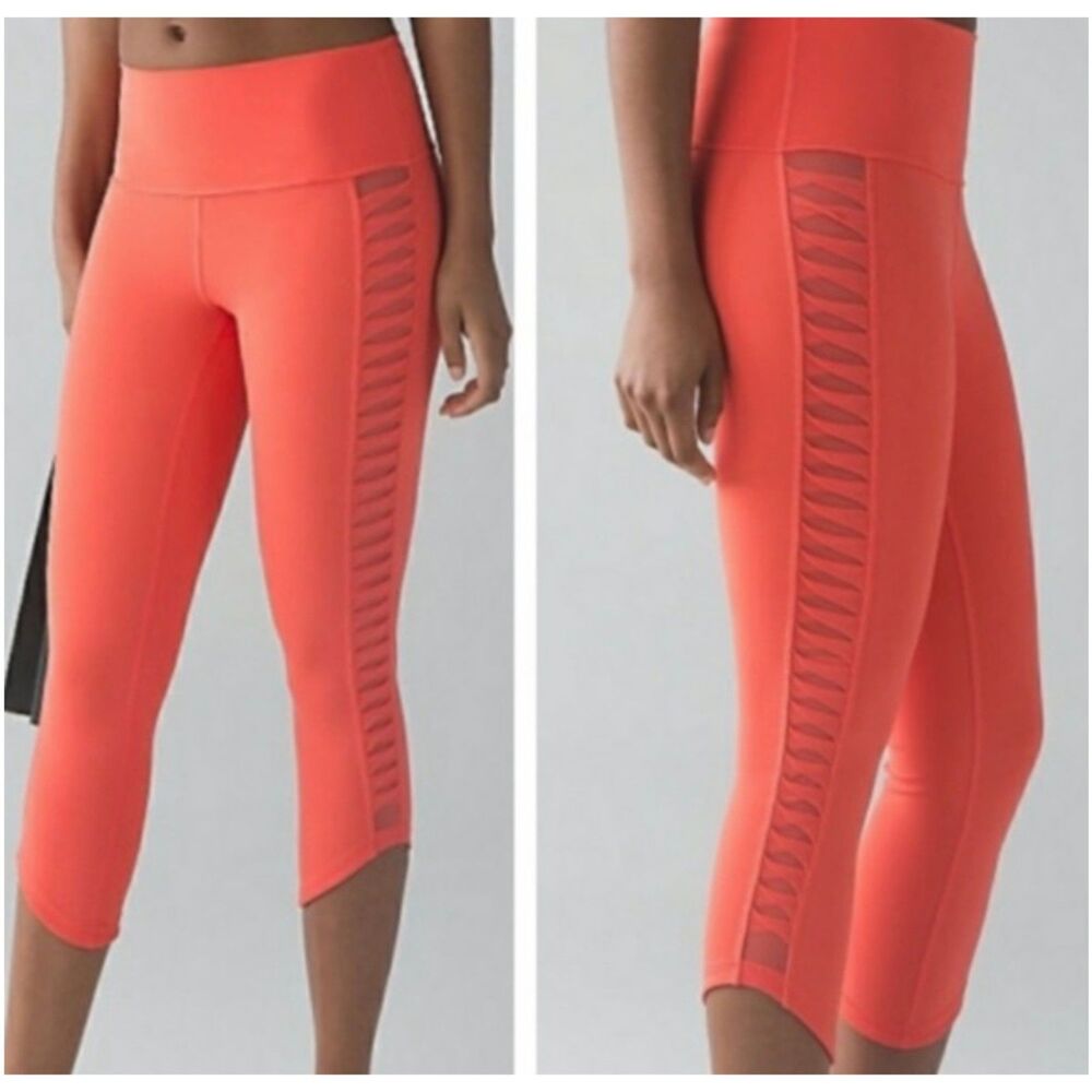 Lululemon Sunshine Salutation Crop Side Mesh Detailing Women's Size 10 - Picture 8 of 8